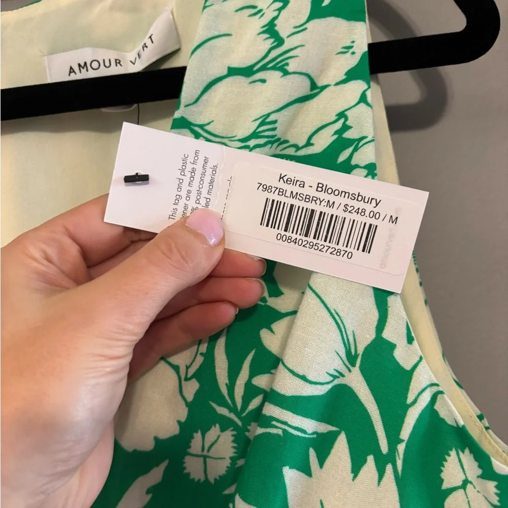 Amour Vert Keira Viscose Midi Dress in Bloomsbury Green Size Medium NWT - Picture 7 of 8